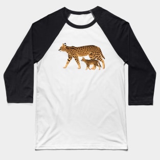 Serval mom with cub Baseball T-Shirt